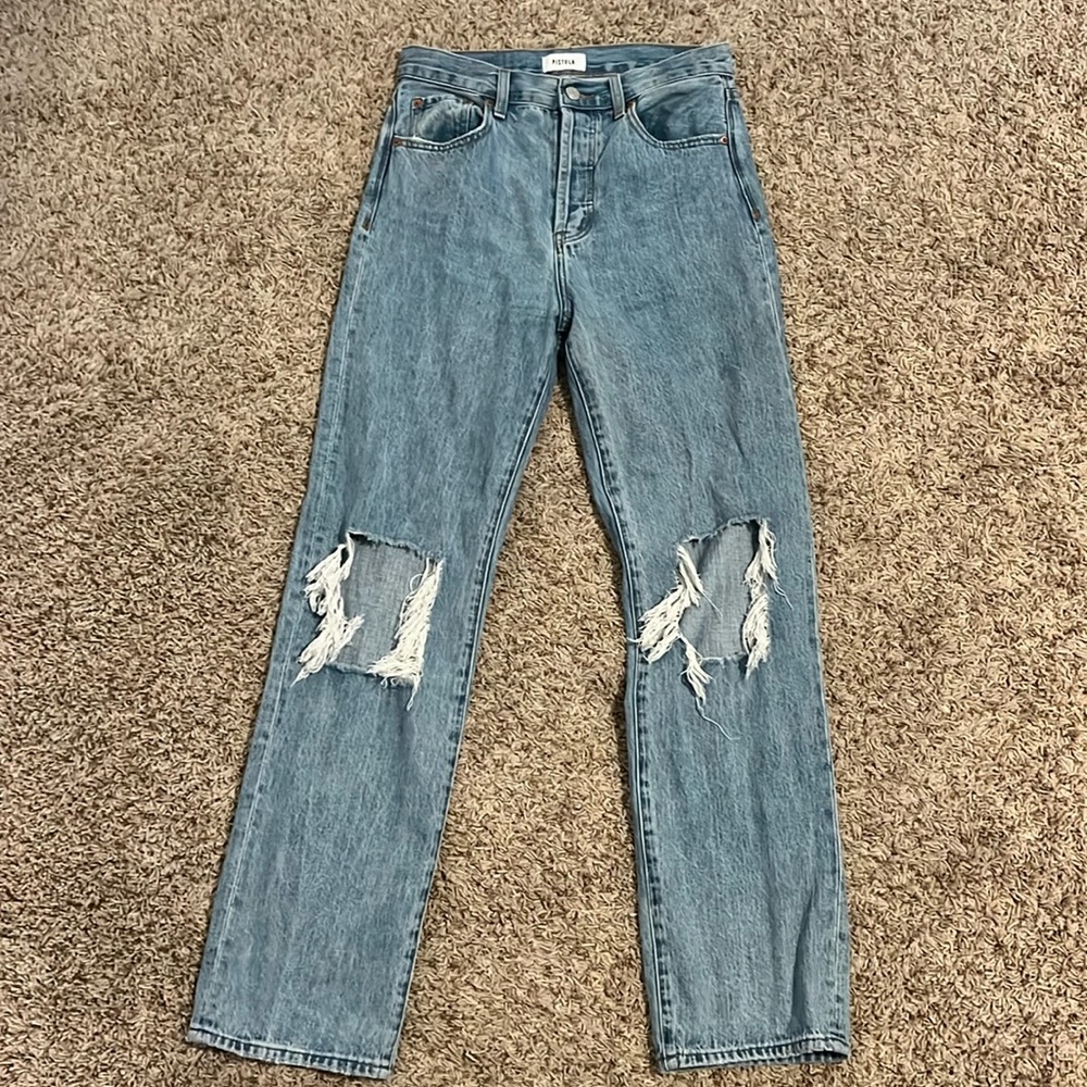 Pistola Ripped Super High Waist Straight Jeans